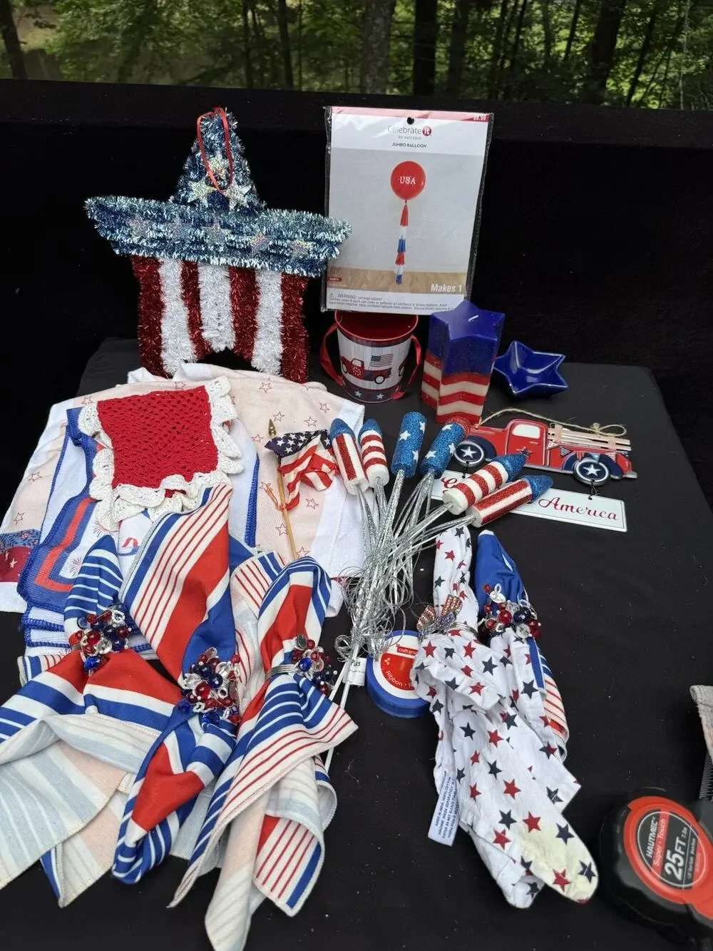 Huge Pier 1 American Flag Patriotic July 4th Serving Table Decor Huge Lot